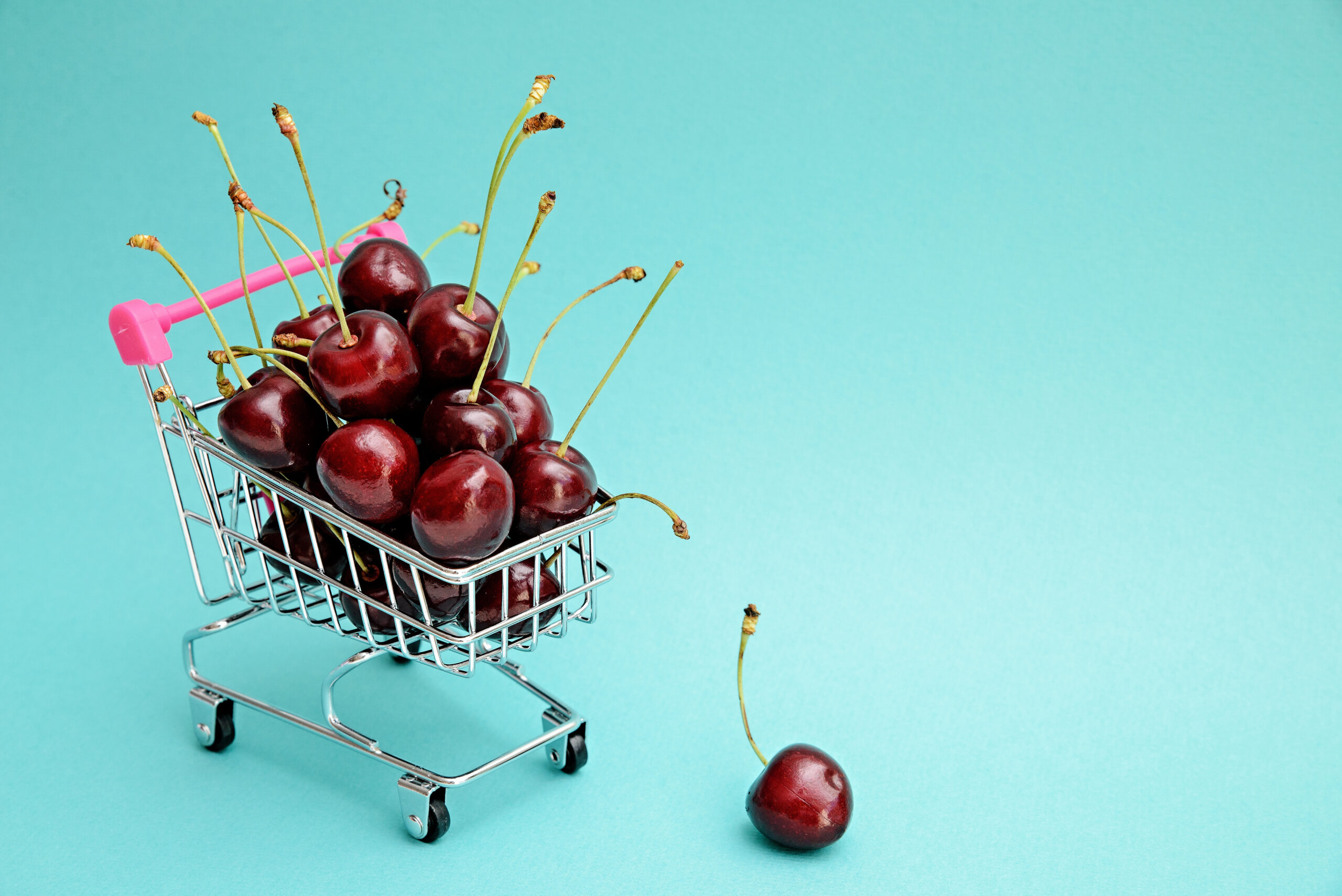Fresh blueberries in a shopping cart photography